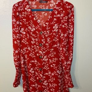 🎉5️⃣ for 2️⃣5️⃣ 🎉
 Long Sleeve Floral Red Dress